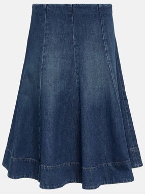 KHAITE Lennox denim midi skirt